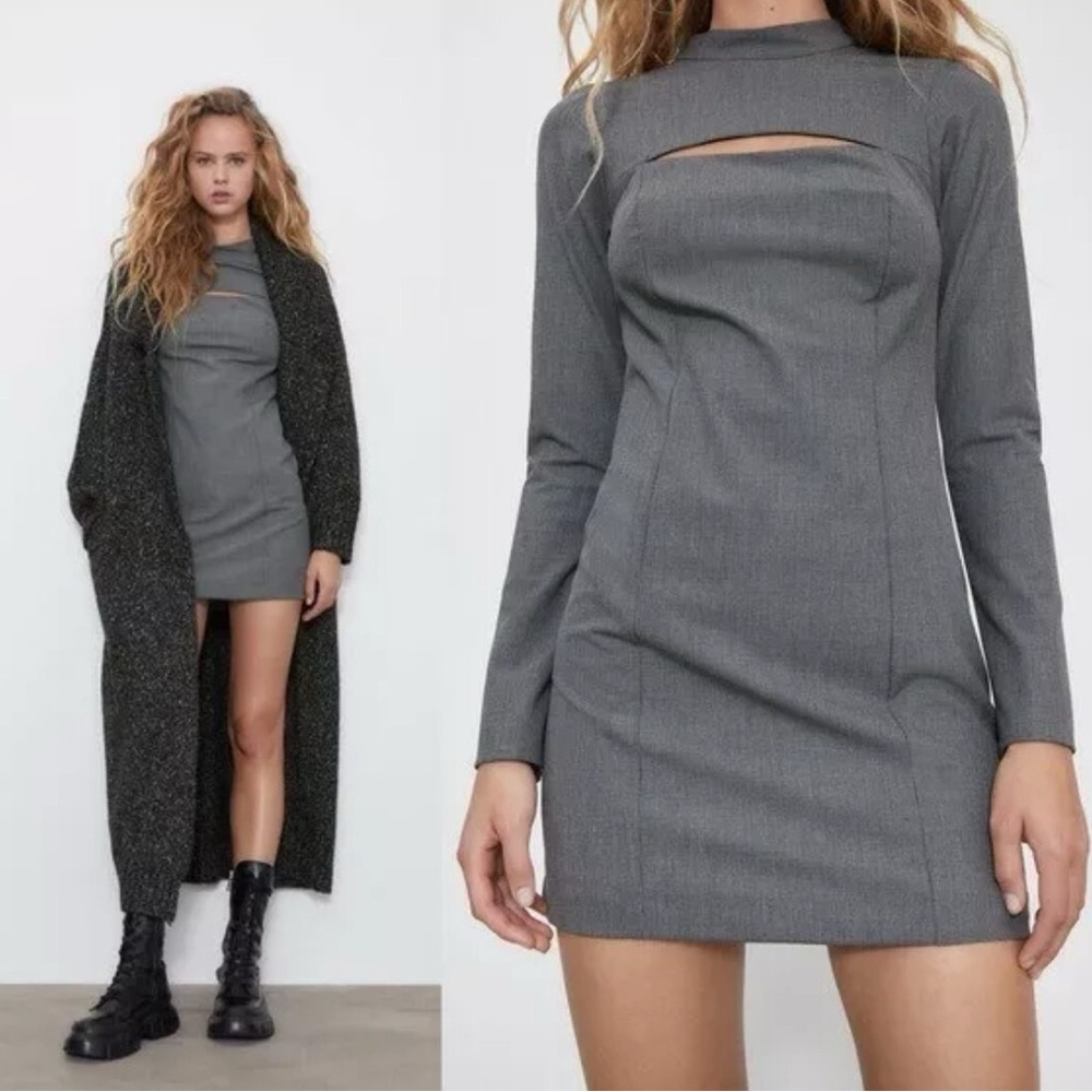 Zara Grey Mini Cutout Dress